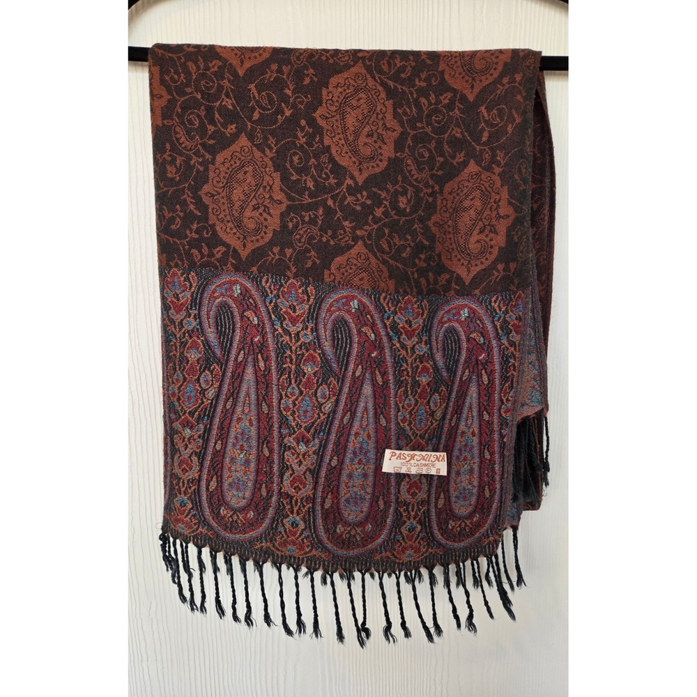 Pashmina 100% Cashmere Paisley Scarf Shawl Old Money Quiet Luxury Academia Fall